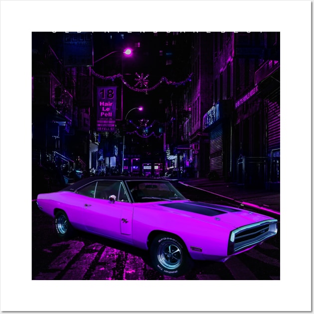 Classic Car in The Purple City Wall Art by Alkahfsmart